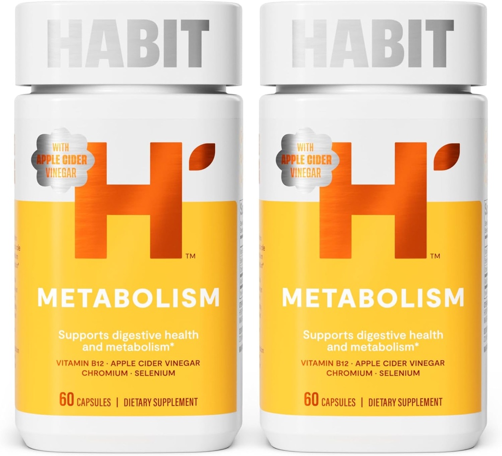 Habitmetabolisme Supplement 2 Pack (120 Kapsler) - Støtter Digestiv Helse og Metabolisme, Vitamin B12, Selenium, Chromium, Apple Cider Vinegar, Vegansk, Ikke-GMO