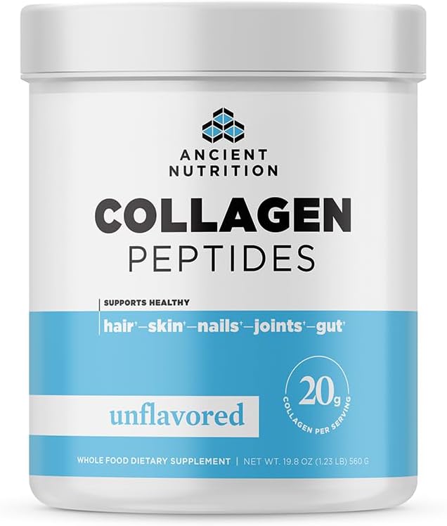 Gamle Ernæring kollagen peptider, collagen peptider pulver, uslaveret hydrolysert kollagen, støtter sunn hud, ledd, gut, keto og paleo vennlige, 28 serveringer, 20g collagen per servering