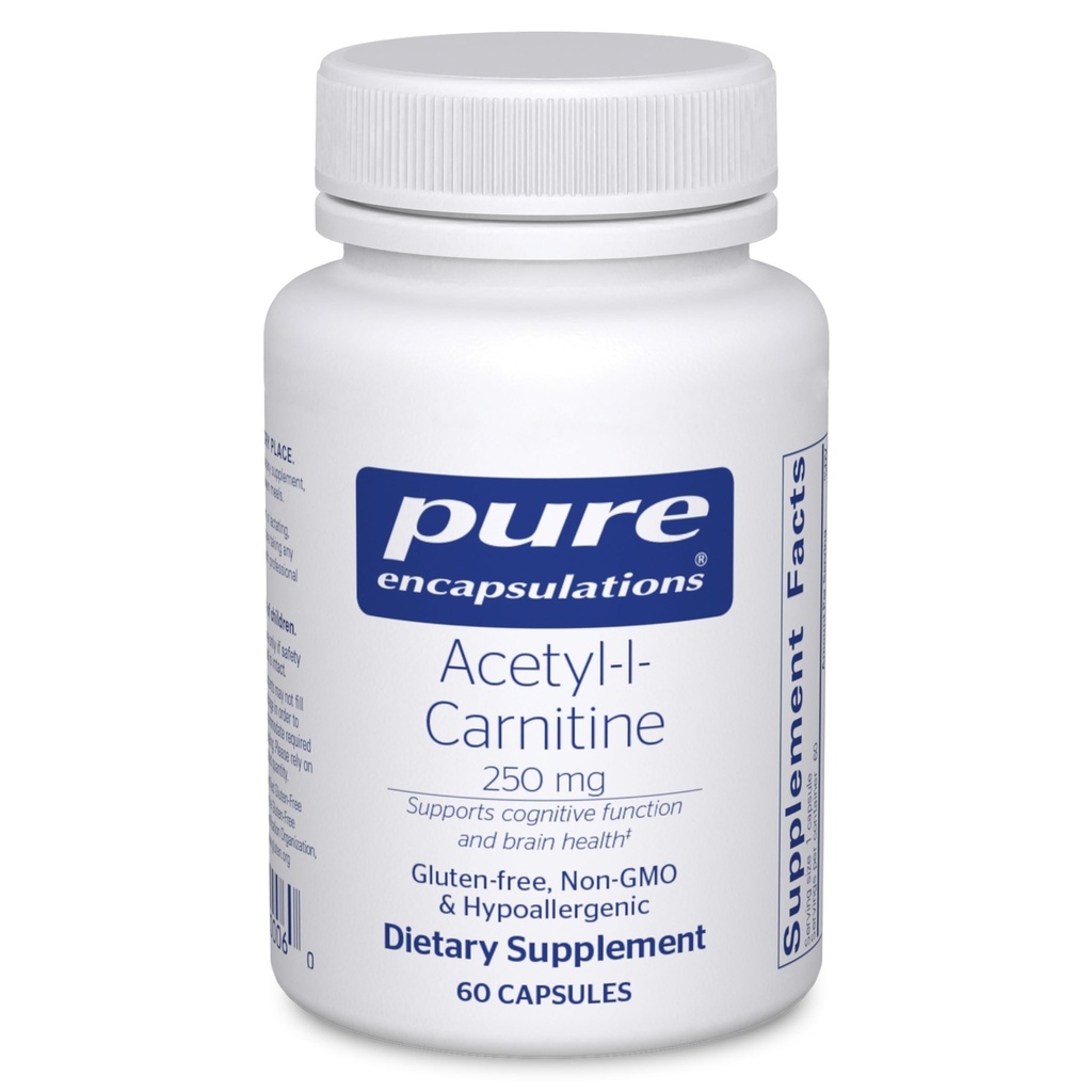Ren innkapslinger Acetyl-L-Carnitine 250 mg - Minne & Brain Supplement - Brain Support & Focus* - Glutenfri & Ikke-GMO - 60 Kapsler