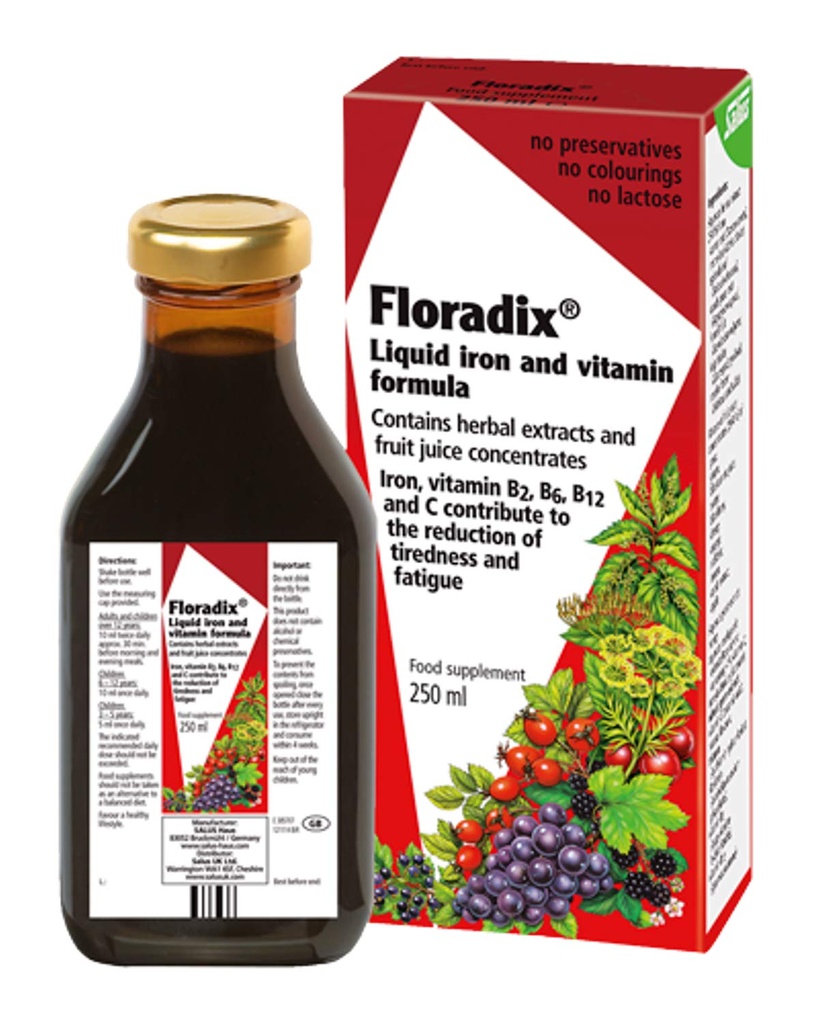 Floradix Floravital flytende jern og vitamin formel 8.5 fl.oz. - 250 ml. - Laget i Tyskland (3 Pack)