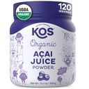 KOS Organic Acai Juice pulver - USDA Certified Organic, Plant Basert Superfood Antioksidanter, Superberry fra Brasil, Flott for Smoothies og Bowler, 0g Sukker, Vegansk, Glutenfri, Ikke-GMO - 120 Services