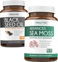 Svart Seed Oil & Irish Sea Moss (3-måneders forsyning) - Strøm Duo Bungle av svart frøolje (180 kapsler) Kaldpresset Nigella Sativa & Irish Sea Moss (180 kapsler) med Bioperine og Bladderwrack