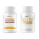 CogniTune Immun & Cardiovaskulær støtte Bundle - Vitamin D3 5000IU + Vitamin K2 med Turmeric Curcumin & Ginger