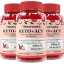 Apple Cider Vinegar Gummies, Maks styrke 2000 mg ACV Gummy med Probiotika, B12 og Keto støtte, For Digestion, Metabolisme, Detox, Gut & Immune Helse, Gelatin-fri, Ikke-GMO, 180 keto acv gummi