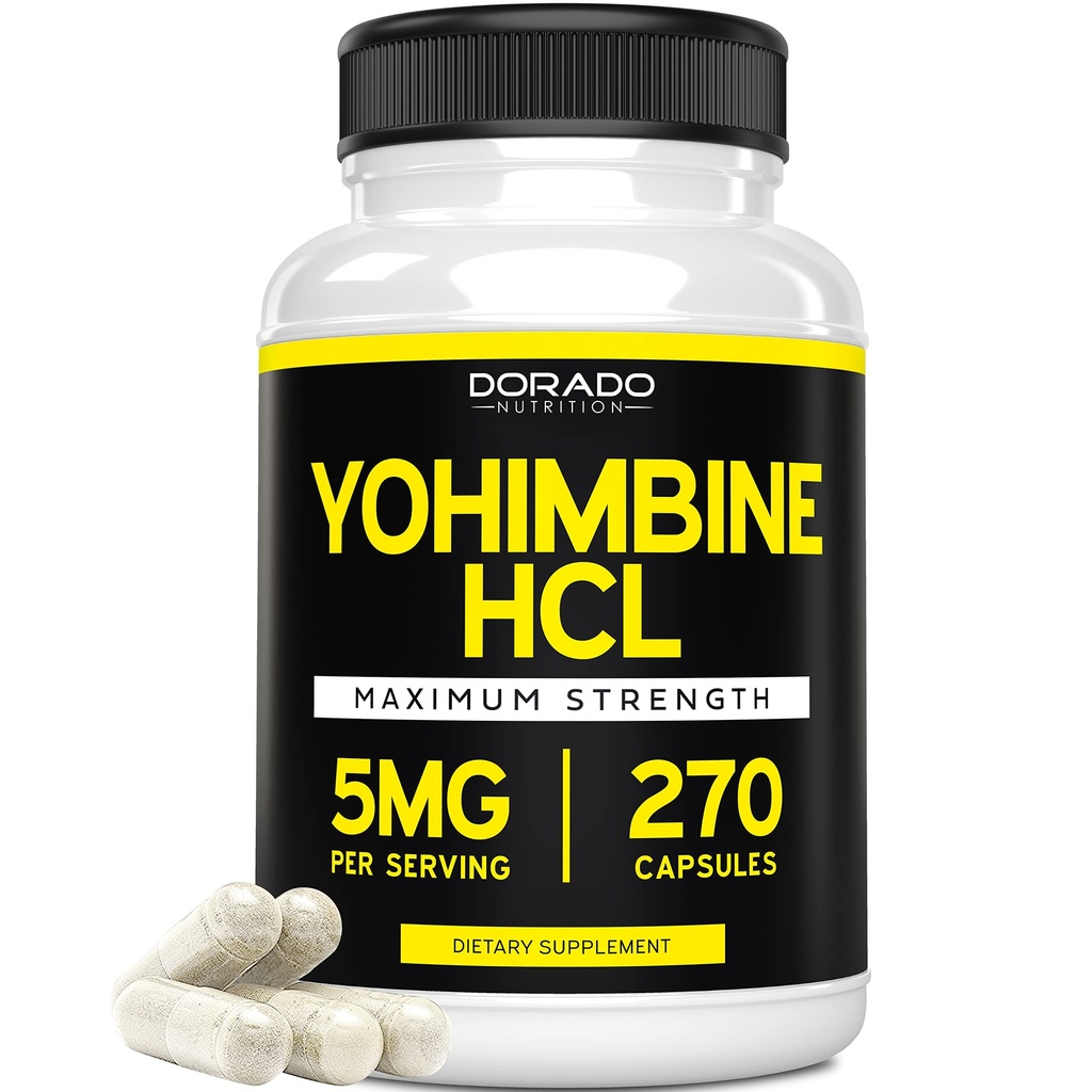 Yohimbine HCL 5mg for menn og kvinner (270 kapsler) Mer Potent enn Yohimbe Bark pulver - Kvalitetsgaranti - Tredjeparts testet for styrke og renhet - Vegan, Glutenfri og ikke-GMO - USA laget