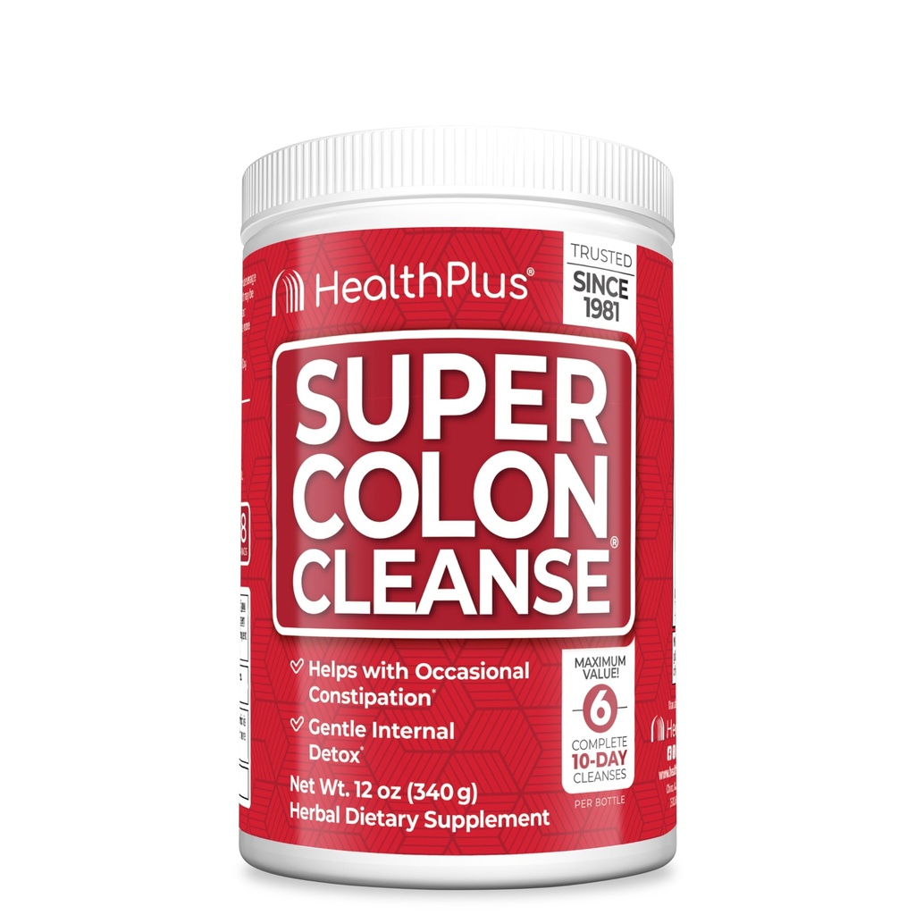 Helse Plus Super Colon Cleanse, 12 oz pulver, 68 Serveringer - Naturlig Detox, Digestive Acceleration Relief, Gentle Gut Cleanse med Psyllium Husk & Senna Leaf