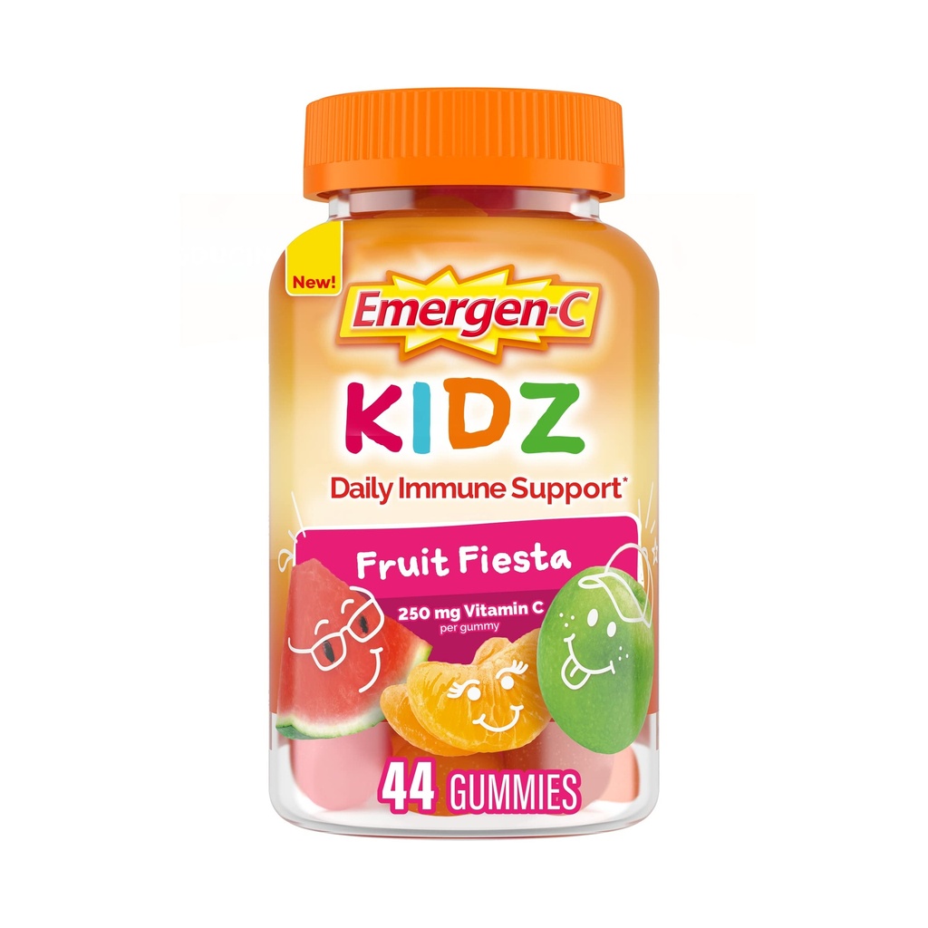 Emergen-C Kidz Daglig immunstøtte Kosttilskudd, Flavored Gummies med vitamin C og B vitaminer, Frukt Fiesta Flavored Gummies, Tilbake til skolen Essentials - 44 Count