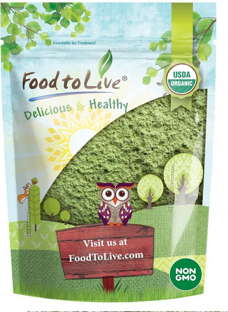 Mat å leve organisk hvetegrasspulver, 2 pund - ikke-GMO, hele blad, rå, ikke-irradiert, ren, vegansk supermat, bulk, flott for juice, rik på fiber, klorofyll, fettsyrer og mineraler
