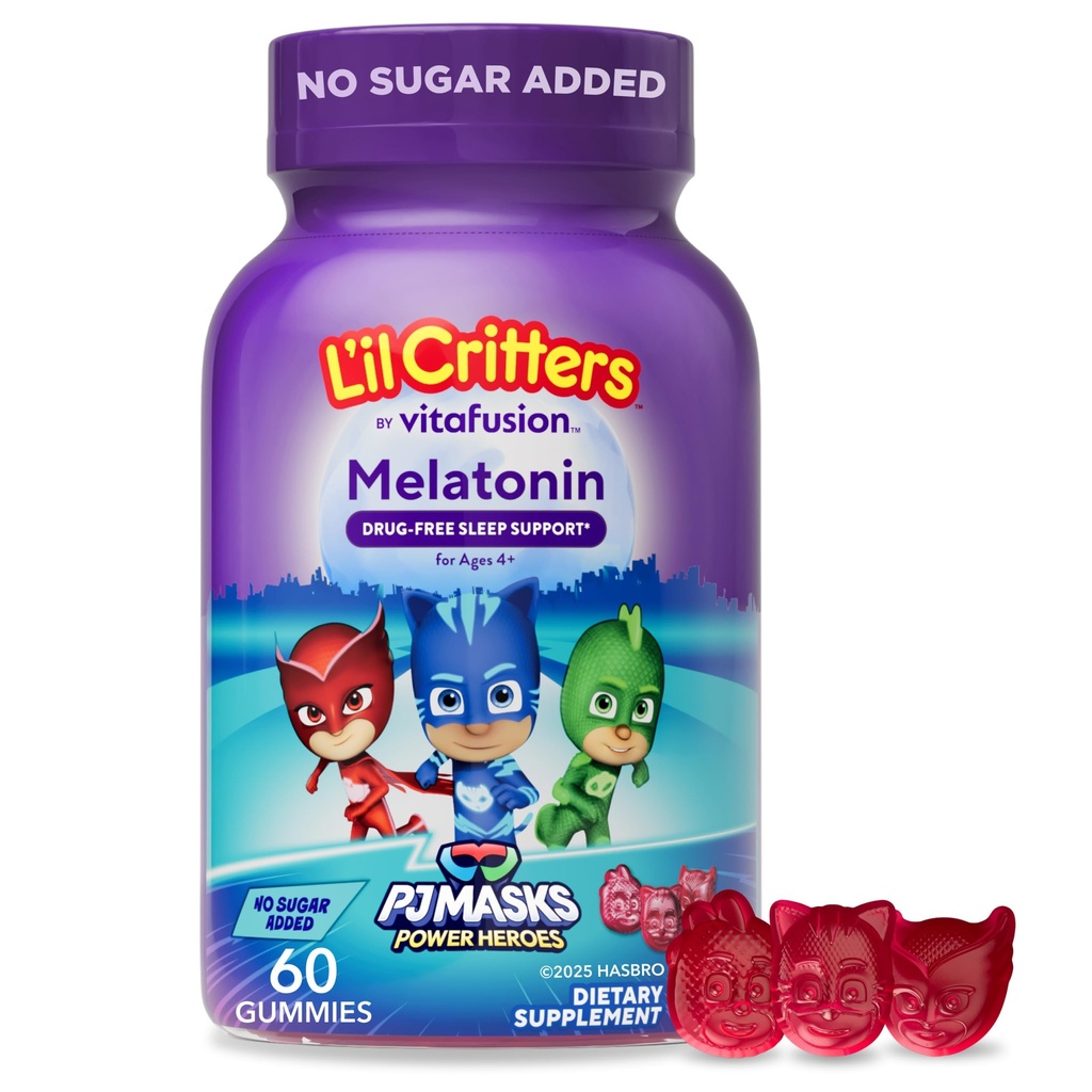 L'il Critters PJ Masker Melatonin Gummy Supplements, 60 Gummies