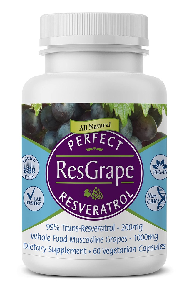 Perfekte kosttilskudd – Perfekt ResGrape Resveratrol – 60 Veggie Capsules – Trans-Resveratrol & Organic Muscadine Grape