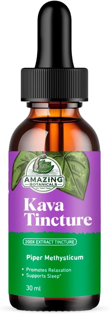 Kava Kava Tinktur – Herbal Ekstrakt for naturlig ro og avslapning – 70% Kavalactones Ekstrakt Tinktur høy potens blanding – Premium flytende Supplement – 30 ml (1oz)