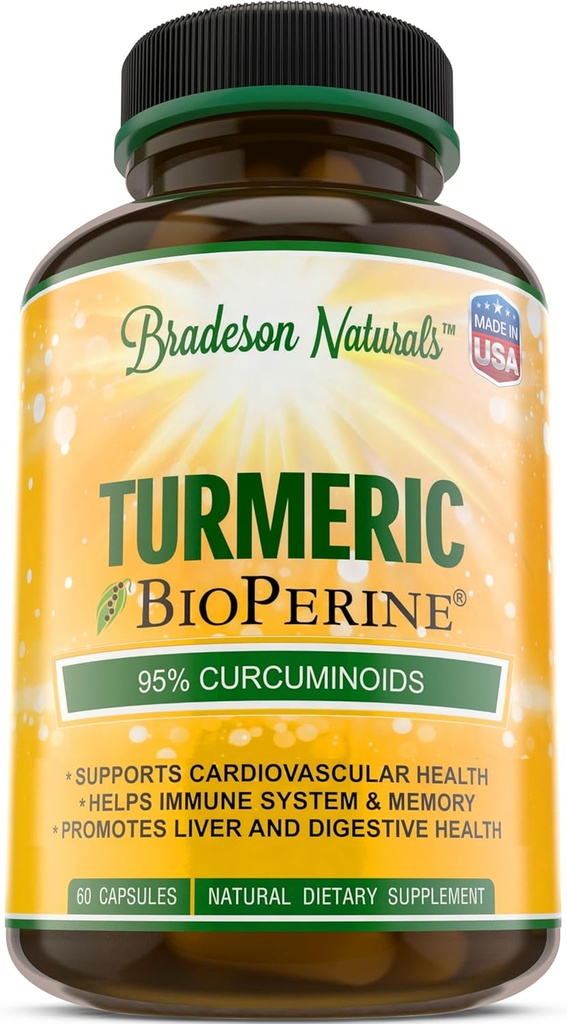 Turmeric Curcumin med BioPerine 1500mg - naturlig og sunn inflammatorisk støtte med 95% standardisert curcuminoids for potens & absorpsjon - 60 kapsler med svart pepper