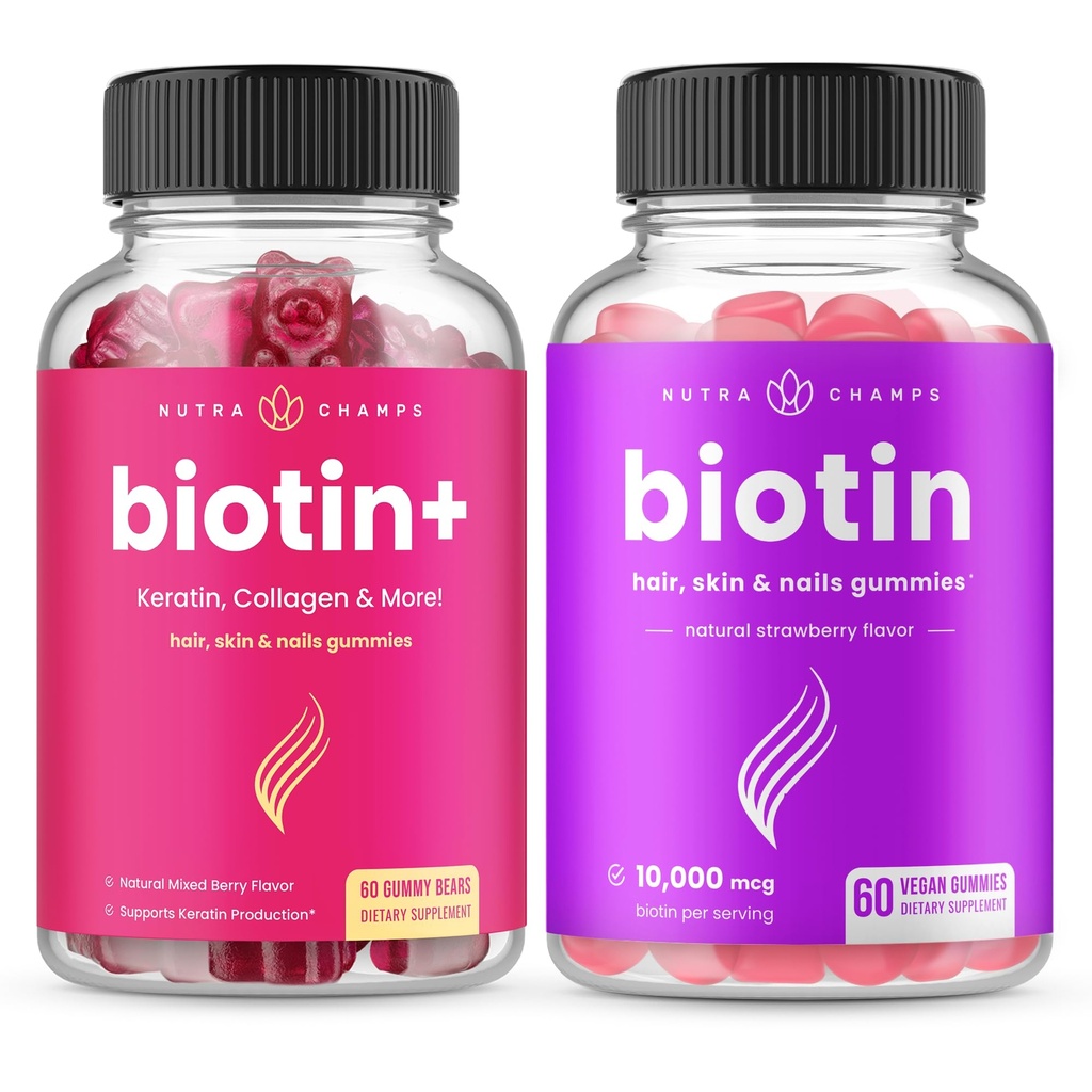 NutraChamps Biotin + & Biotin. Den komplette duo for hår, hud og negler.