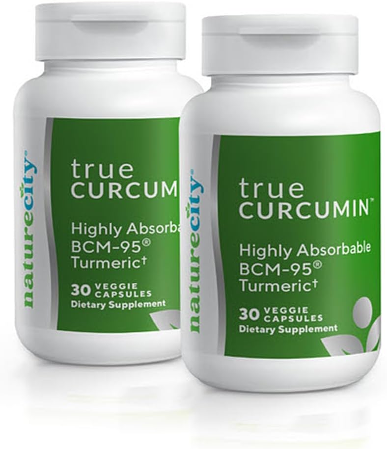 NatureCity True-Curcumin Turmeric Supplement | Ikke-GMO Tumeric og Curcumin 500mg Curcuma Capsules Vitamin Supplements | Opptil 700% Økning i absorpsjon (60 dagers forsyning) | Støtter Joints