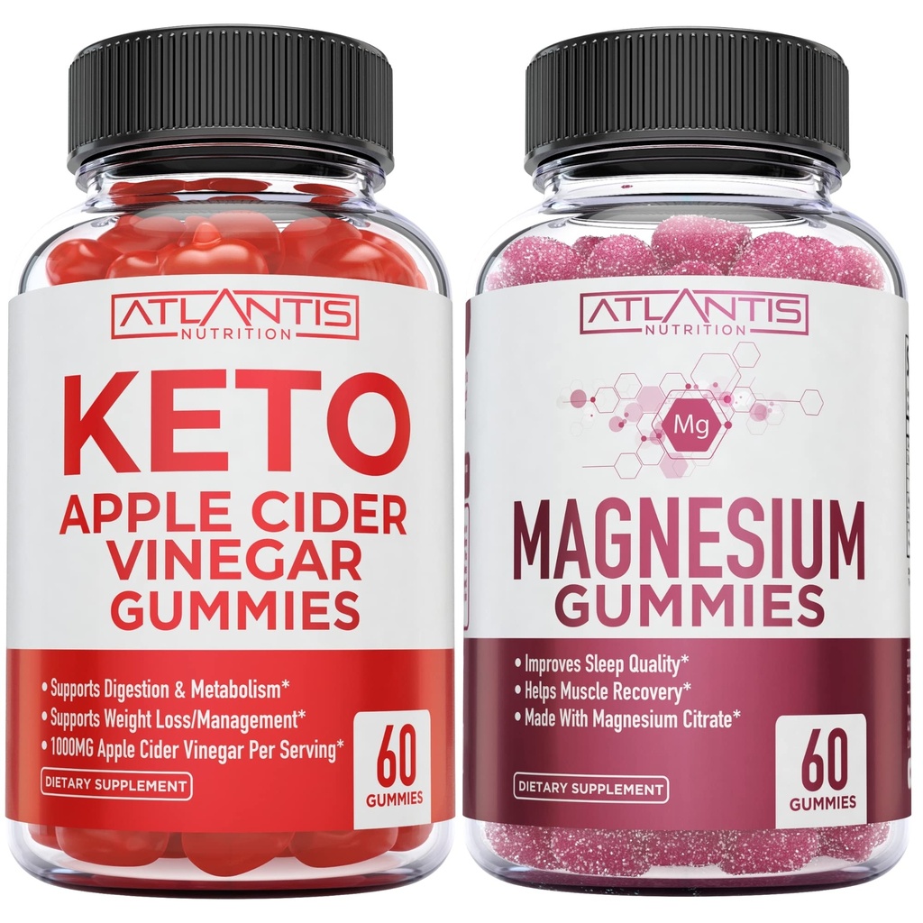 60 Keto Apple Cider Vinegar Gummies Avanserte vekttap + 60 Magnesium Gummies Formulert med 770 MG Magnesium Citrat.