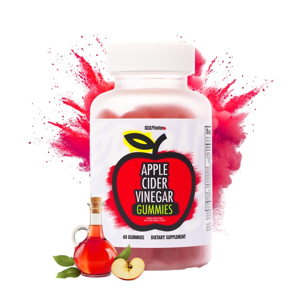 Sculpt Nation by V Shred Apple Cider Vinegar Gummies - Sunn Superfood Snack, Metabolisme og Digestion Support - 60 ACV Keto Gummies