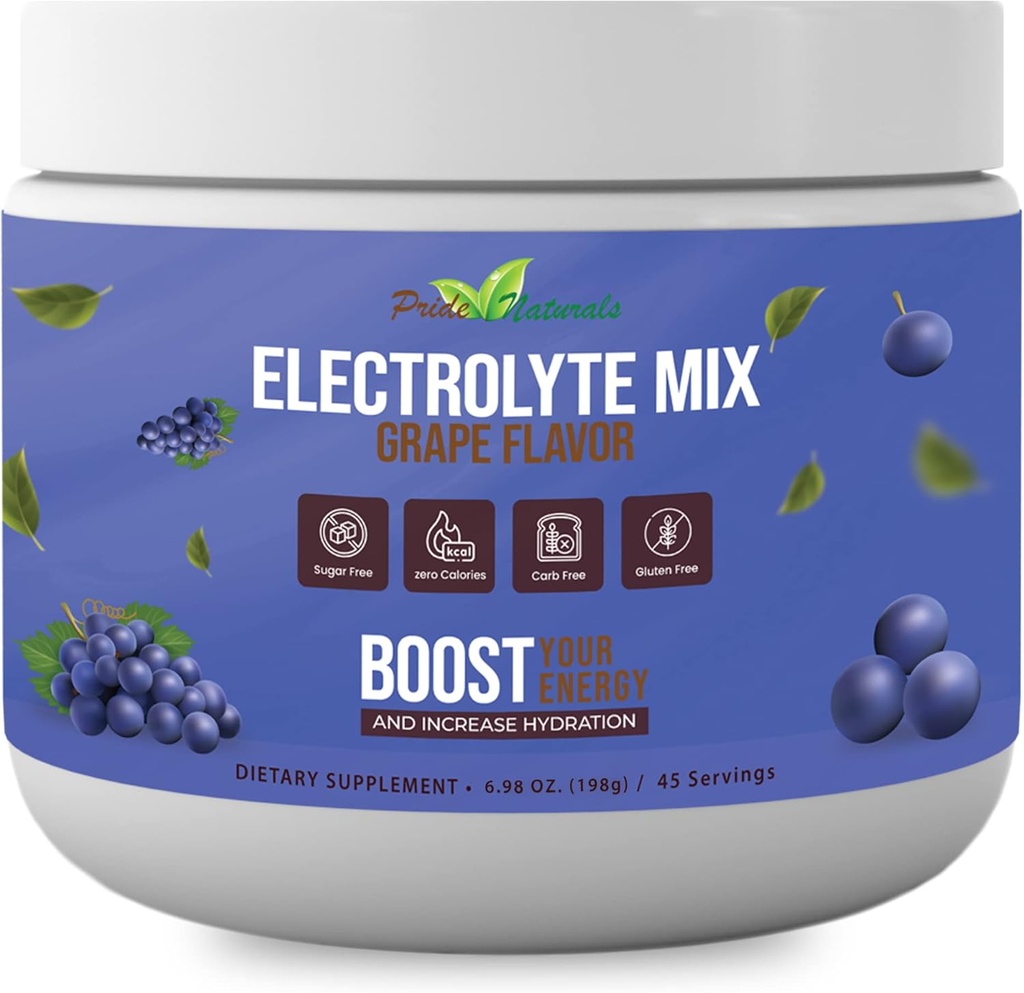 Electrolyte pulver - Forfriskende treningsgjenvinning elektrolyter, sukkerfri, glutenfri og vegansk, ren keto & Paleo Hydration drikke, immunforsterkning vitaminer (198 gram, korn)