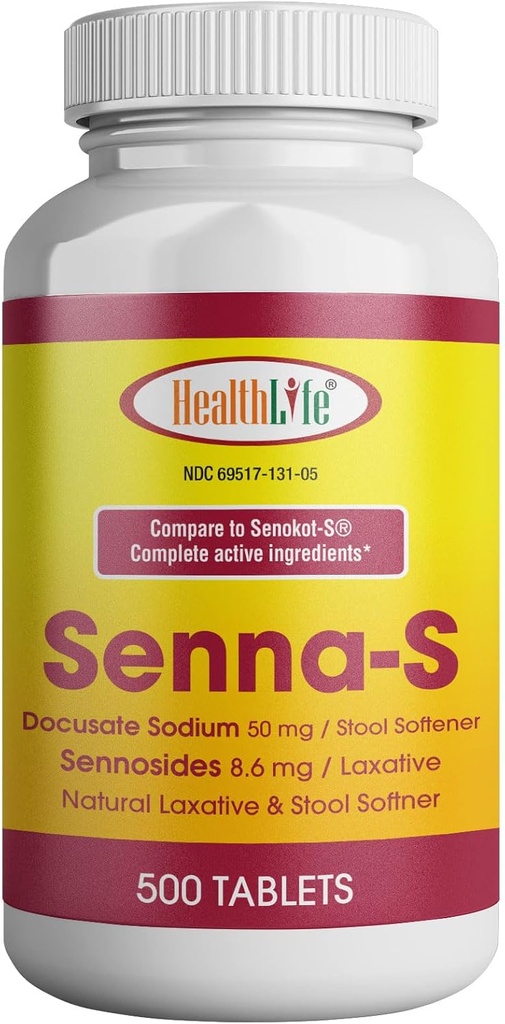 Helse LFE Senna-S Tabletter, Senna Plus(Laksativ/Stool Softener) Gentle Overnatting Relief av anledninger galaktose Generic for Senokot-S (Små (pakke med 1), 500)