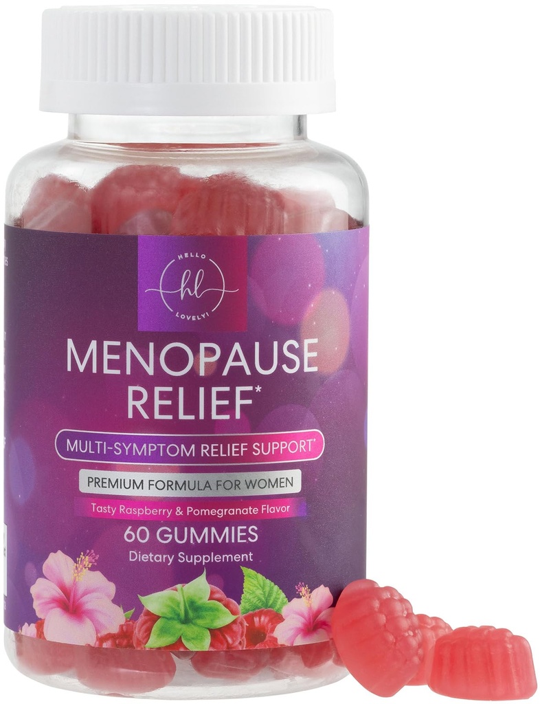 Menopause Supplements for kvinner - Komplett naturlig milde varme blits og nattesvits støtte, fler fordeler Menopause Relief Gummy, støtte for balanse & energi, Glutenfri og ikke-GMO - 60 gummier