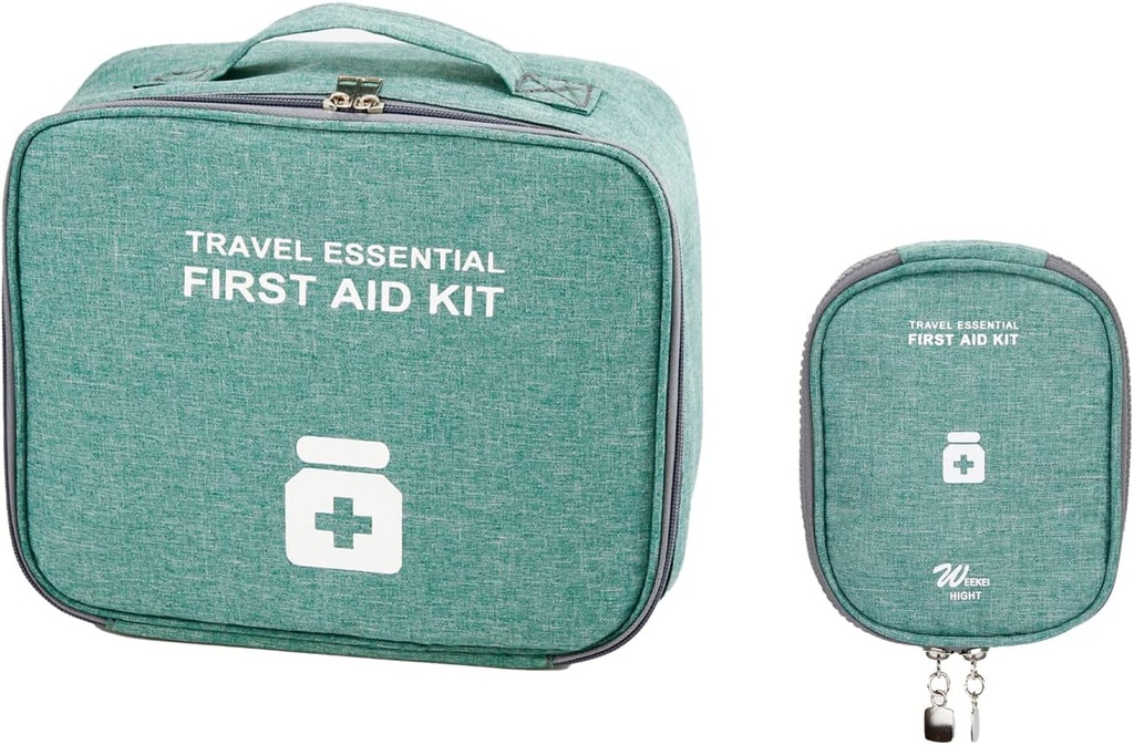 Tomme førstehjelpsposer, reisemedisinpose, medisinske forsyninger Organizer Bag, Bærbar sett for reise, bil, hjem, Camping, Kontor, Vandring, Utendørs (Cationic Green)