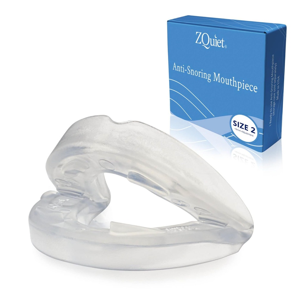 ZQuiet, Anti-Snoring Mouthpiece, Comfort Size#2, Single Refill, Clear, Made in USA, BPA-Free, Medical-Grade Material