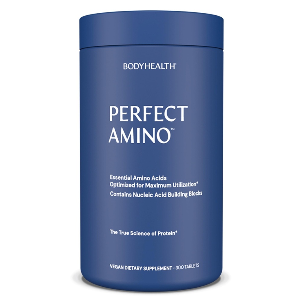 BodyHealth PerfectAmino (300 tabletter) essensielle Aminosyre Supplement med BCAA og EAA, Muskelgjenvinning, Økt energi og utholdenhet, 99% bruk, Vegansk grened kjedeprotein pre/post trening