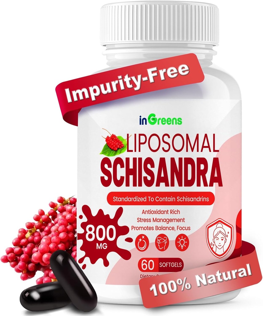 800MG Schisandra Organic Extract, Schisandra Supplement, Schisandra Berry Softgels for energisupport, Liver Helse, Antioksidant Beskyttelse & Digestive Wellness - 60 Softgels, laget i USA