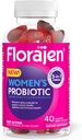 Florajen Women's Probiotic Gummies - Triple-Action Prebiotic + Probiotic + Tranberry for Digestive, Urin, & Immune Support - Rask-Active - Vegan & Glutenfri - 40-Counte