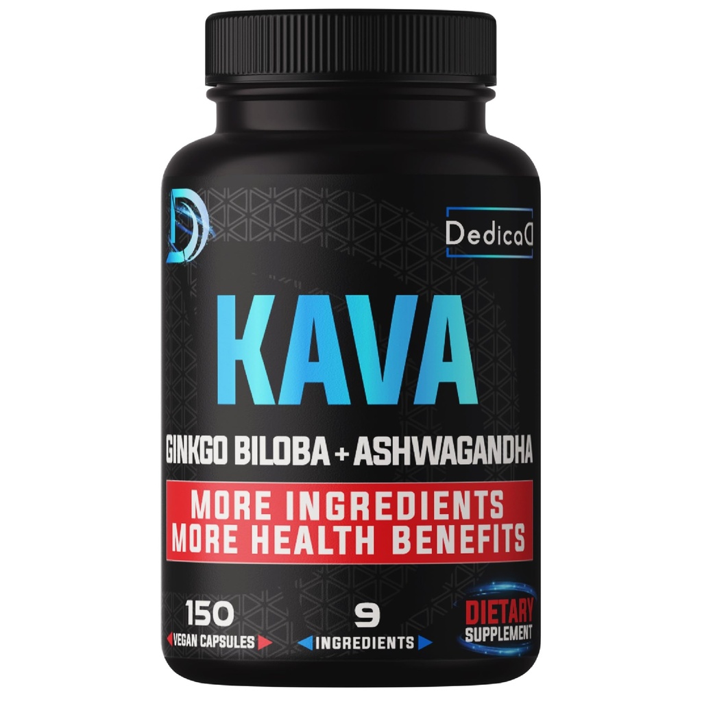 9in1 Kava Kava Kapsler 5-måneders Supply 15:1 Ekstrakt for søvn, sinn og immun støtte - 9 naturlige urter Inkluderer Ginkgo, Ashwagandha, Graviola, Valerian og mer - 150 Vegan Kapsler
