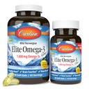 Carlson Labs Elite Omega-3, 1600 mg, Gems Fish Oil Mykt Gels, naturlig sitronflavor, 2 pakke (120 greve hver)