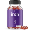 NutraChamps Iron Gummies med vitamin C - 20 mg, blodcelleformasjon støtte, 60 Vegan gummier for jernmangel og anemi, energi, fokus, immunforsterkning