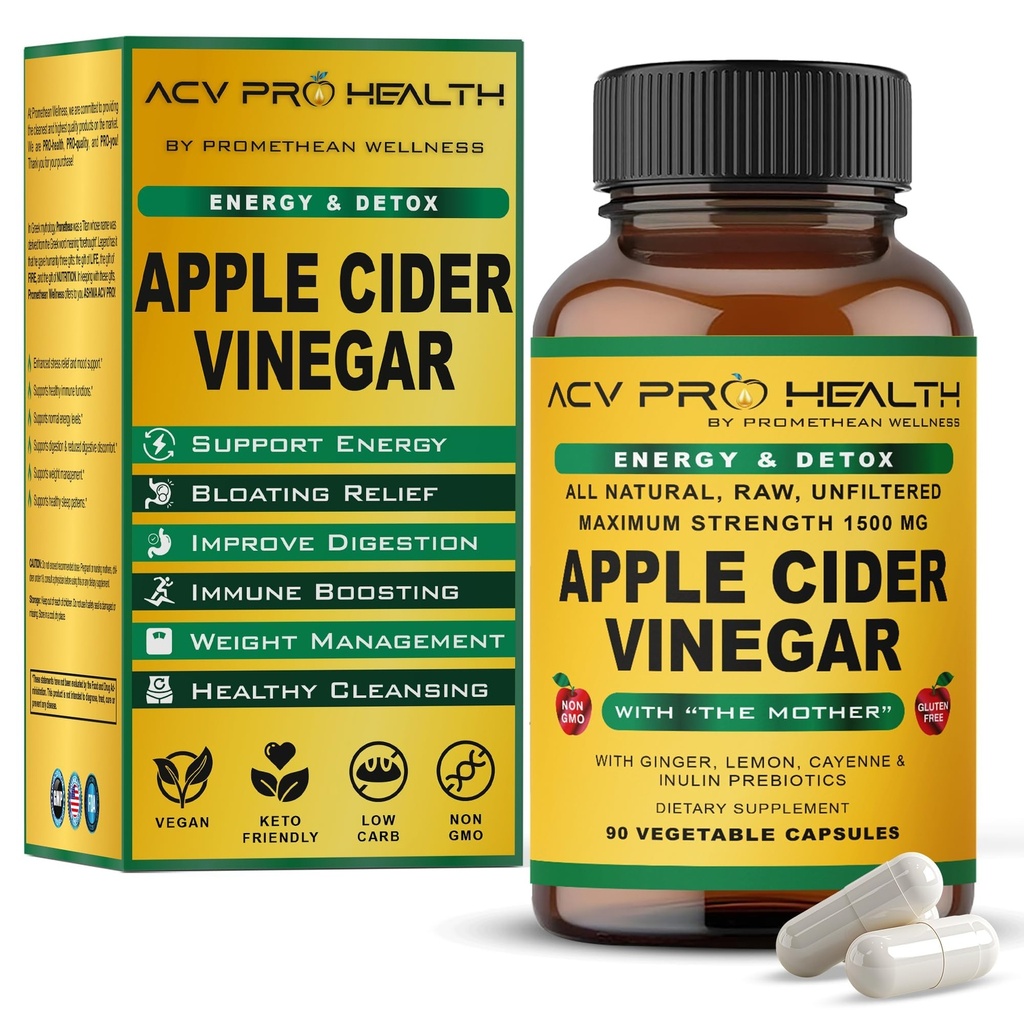 ACV Pro Apple Cider Vinegar Kapsler Certified Organic med mor ACV piller Detox renser syre Reflux Relief Support Supplement Ginger Root Cayenne Pepper pulver