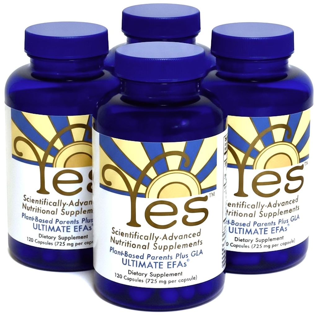 YES Plant-Based Omega 3-6-9 – Burpless Fish Oil Alternative with Flax, Evening Primrose (GLA), Pumpkin, Sunflower & Coconut Oil – Heart, Skin, Eye & Immune Support – 120 Capsules (4 Pack)