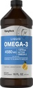 Piping Rock Omega 3 Fish Oil Liquid Supplement | 16 Fl Oz | Mercury Gratis | Lemon Flavor | 1370 mg Active Omega-3 | for menn og kvinner | Ikke-GMO, Glutenfri