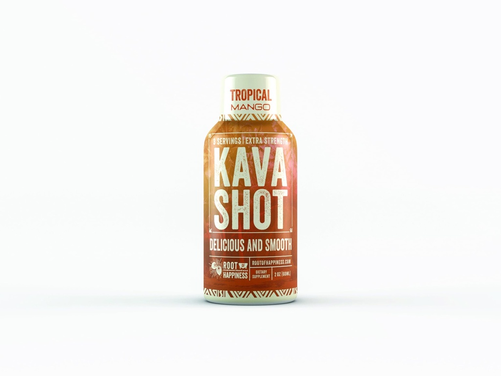 Kava og velvære Shot | 2oz | Tropisk Mango Flavor | Ikke-alkolisk | Avslappende | Diett Supplament