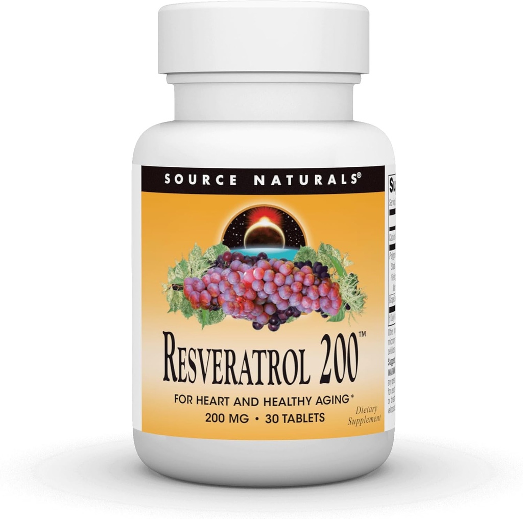 Kilde Naturals Resveratrol, for hjerte og sunn aldring * 200 mg - 30 tabletter
