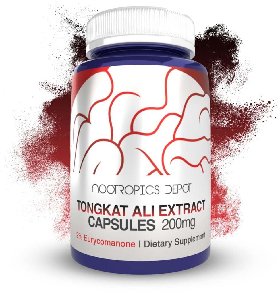 Nootropics Depot Tongkat Ali Extract Kapsler | 200 mg | 120 greve | 2% Eurycomanone ved HPTLC | Eurycoma longifolia Root Extract
