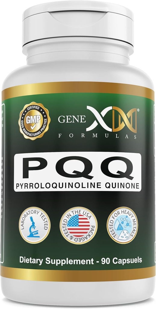 Genex Formler 20 mg PQQ Pyrroloquinoline Quinon (90 kapsler) | Støtter Mitochondria, kardiovaskulær og kognitiv helse - Ikke-GMO, Glutenfri, vegetarisk - 90 dagers forsyning