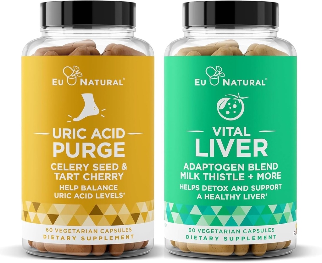 Purge! Uric Acid Flush og Vital Liver Bundle - Detox, rensing og reparasjon for felles støtte og aktiv mobilitet pluss optimal leverfunksjon og digestiv helse