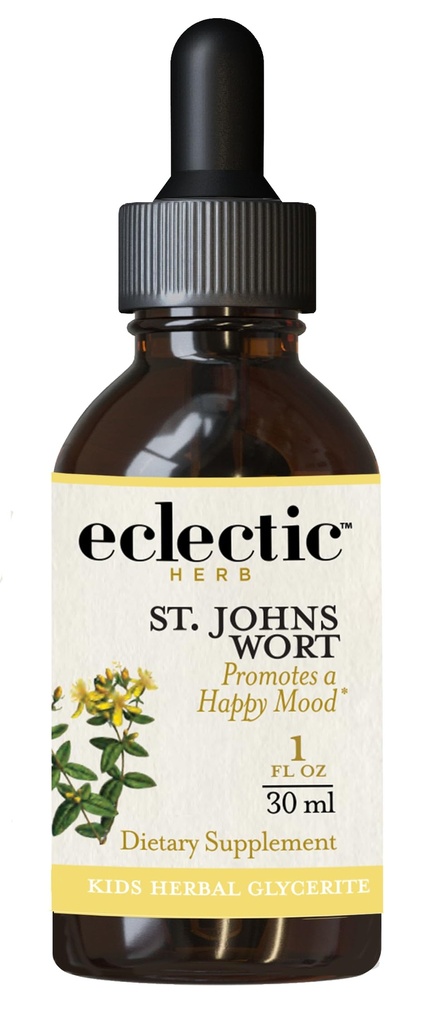 ECLECIC INSTITUTE Kids Urter - St. John's Wort, Black Cherry Flavor ® Herbal Helse Supplement, fremmer en positiv Mood ® 1 fl oz (30 ml)