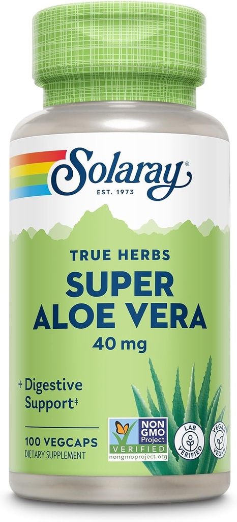 SOLARAY Super Aloe Vera Gel 8000mg | naturlig forekommende aminosyrer, vitaminer, mineraler, enzymer og antioksidanter for sunn digestion støtte | 100 CT