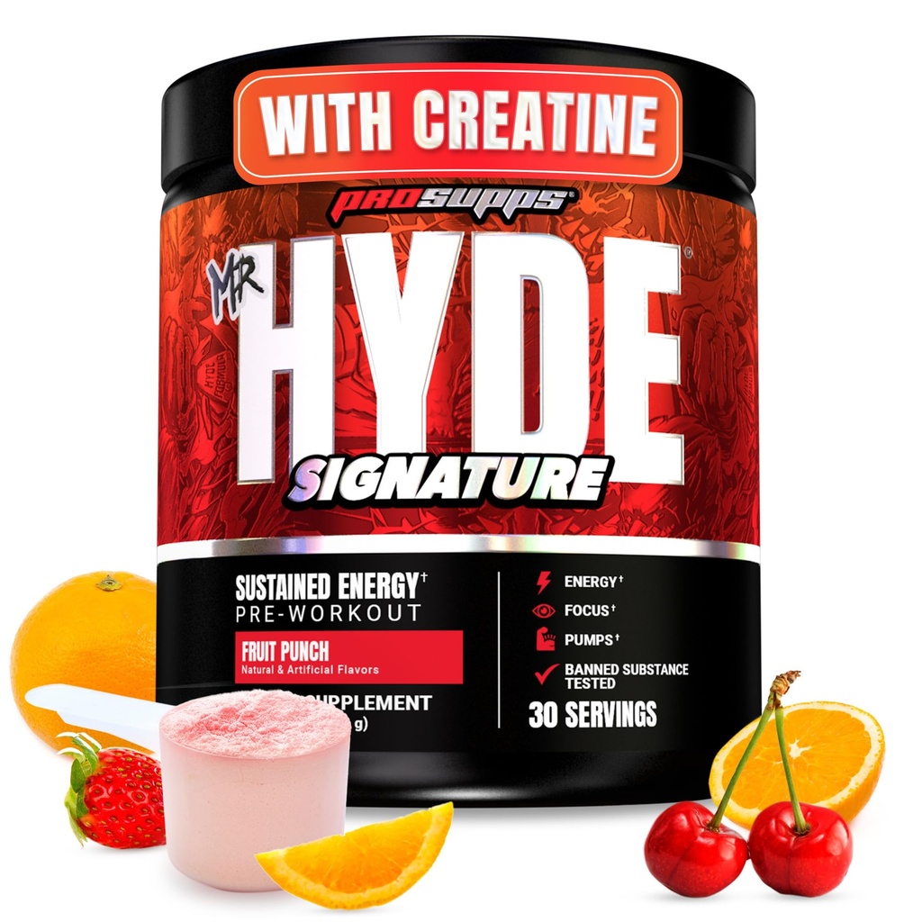 PROSUPPS Mr. Hyde Signature Pre trening pulver med kreatin, Beta alanin og koffein - ytelse, energi og utholdenhet - Clean Fitness & Gym kosttilskudd for menn og kvinner (Fruit Punch, 30 serveringer)