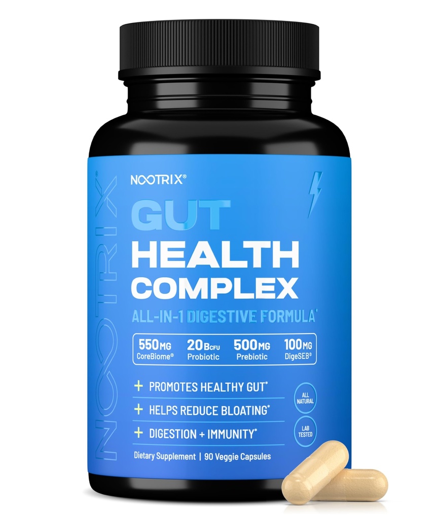 Nootrix Gut Beskytte og gjenopprette Supplement | Probiotika for Gut Helse, Colon Cleanse & Bloating Relief | fremmer sunn digestion | Digestive Enzymer, Postbiotika & Prebiotika | 90 Kapsler