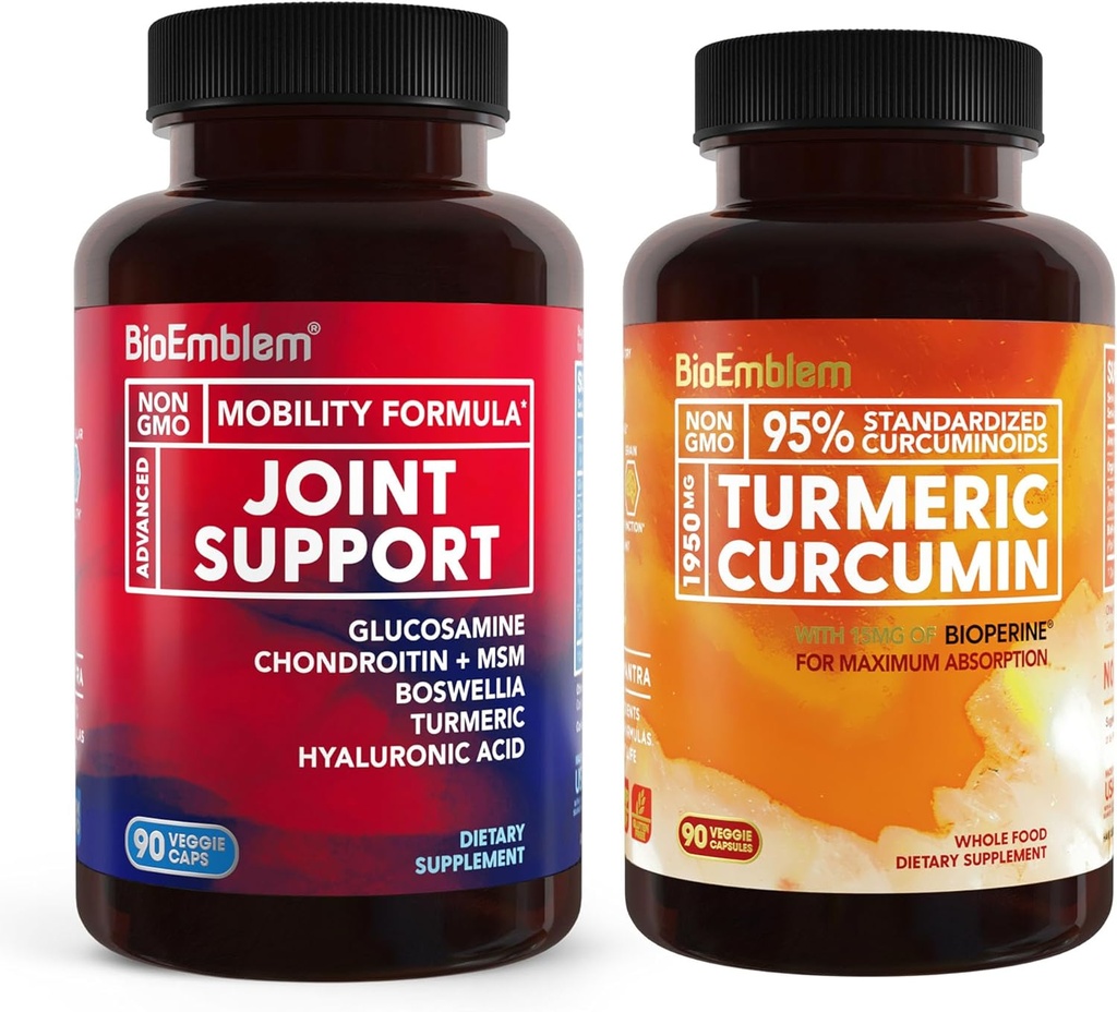 BioEmblem Turmeric Curcumin Supplement med BioPerine og felles støtte
