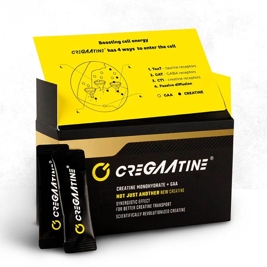Mikronisert kreatinmonohydrat + GAA | Øk styrken, Ingen vanntetthet | Boosts Minne & Focus | Single-Serve Packets | 60 Sachets, 30 Serveringer | (Sachets, Unflavored)