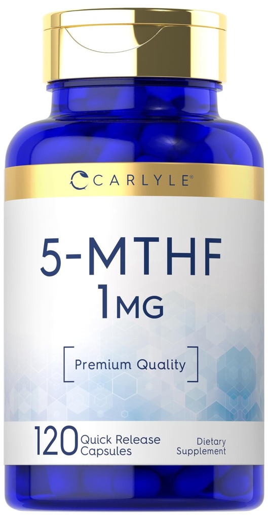 Carlyle 5-MTHF L Metylfolat 1 mg | 120 kapsler | Ikke-GMO & Glutenfri Supplement | Premium kvalitet