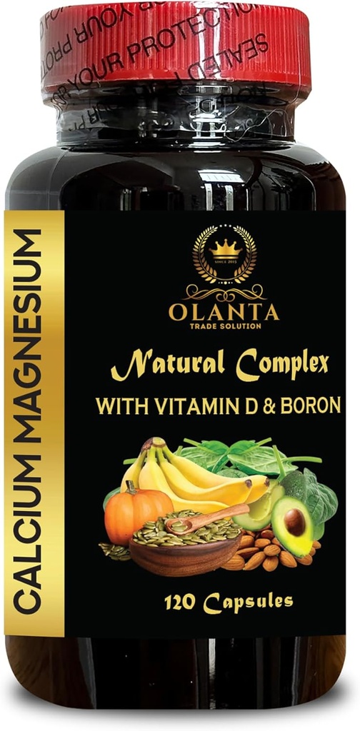 Kalsium Magnesium Complex - Kosttilskudd for støtte Muskel, Manganesisk Citrat, Glutenfri, Ikke GMO, høy absorpsjon, Magnesium Supplement, Bein og Nerve Helse Support - 1 flaske 120 Kapsler