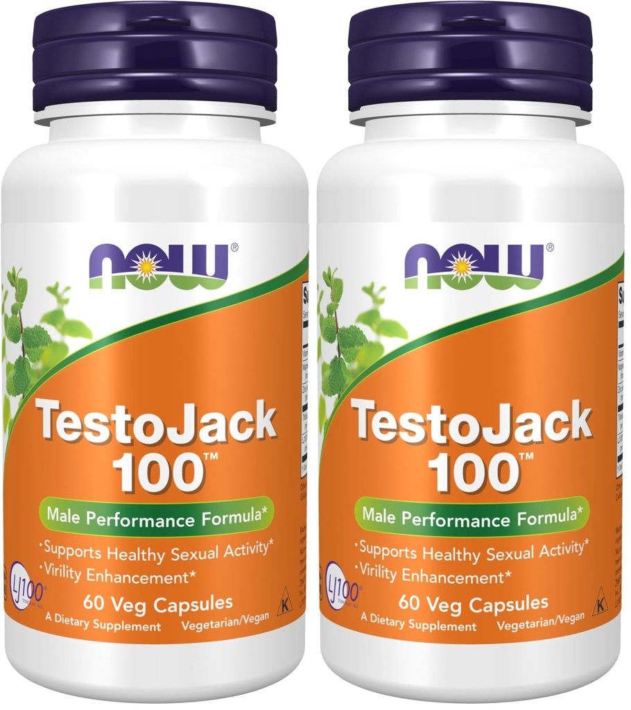 NU Supplements, TestoJackTM 100 med LJ100®, et Potent standardisert ekstrakt av Tongkat Ali (Eurycoma longifolia), Tribulus og ZMA®, 60 Veg Kapsler (Pack på 2)