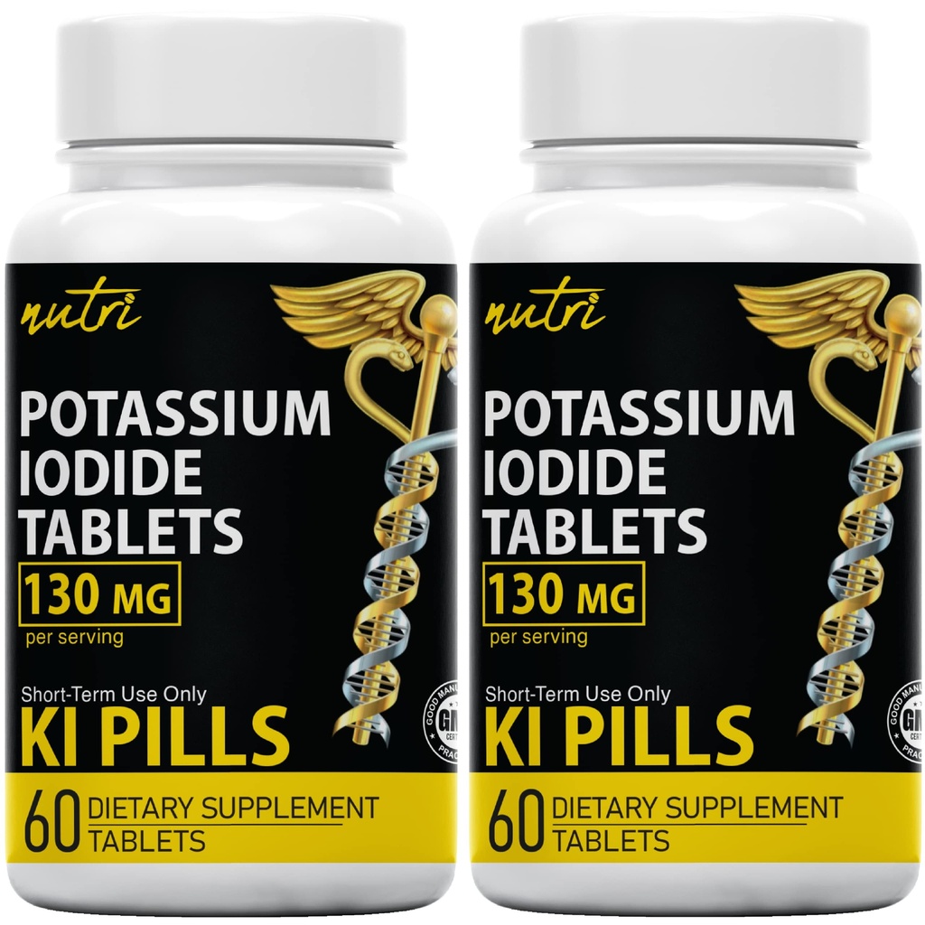 Naturens Fusjoner Kalium jodide tabletter 130 mg (pakning med 2) - (120 tabletter) EXP 10/2032 - Ki piller - Yoduro de potasio