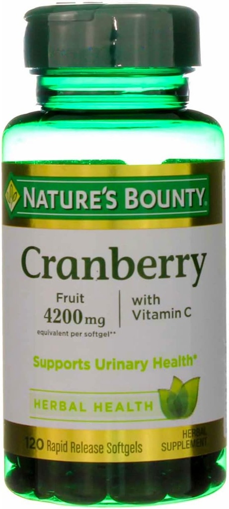 Naturens Bounty Cranberry Frukt 4200 mg, Plus vitamin C Softgels, 120 ea (pakke med 5)